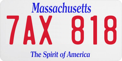 MA license plate 7AX818
