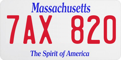 MA license plate 7AX820