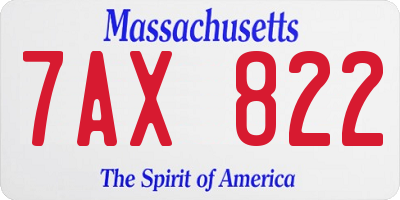 MA license plate 7AX822
