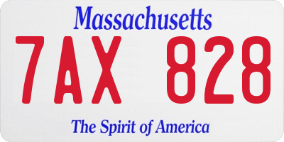 MA license plate 7AX828