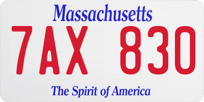 MA license plate 7AX830