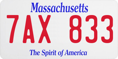 MA license plate 7AX833