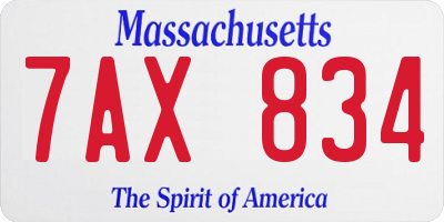 MA license plate 7AX834