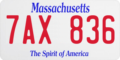 MA license plate 7AX836