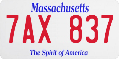MA license plate 7AX837