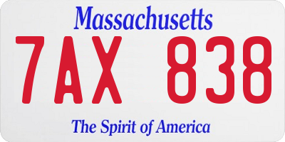 MA license plate 7AX838