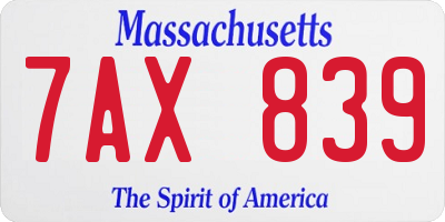 MA license plate 7AX839