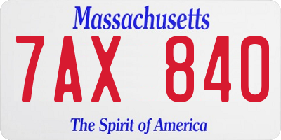 MA license plate 7AX840