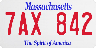 MA license plate 7AX842