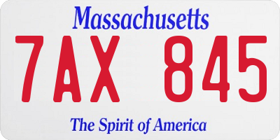 MA license plate 7AX845