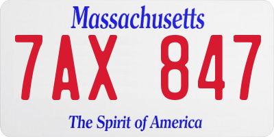 MA license plate 7AX847