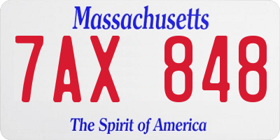 MA license plate 7AX848