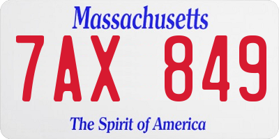MA license plate 7AX849