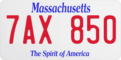 MA license plate 7AX850