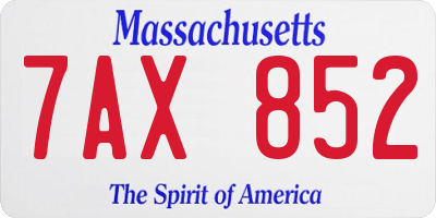 MA license plate 7AX852