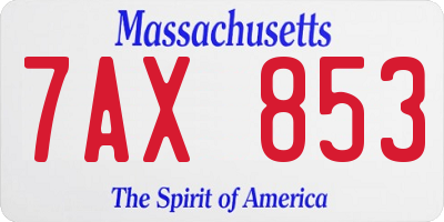 MA license plate 7AX853