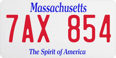 MA license plate 7AX854