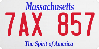 MA license plate 7AX857