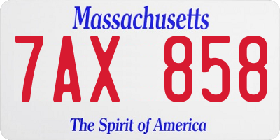 MA license plate 7AX858