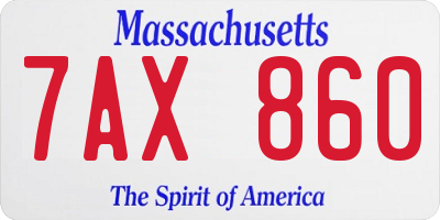 MA license plate 7AX860