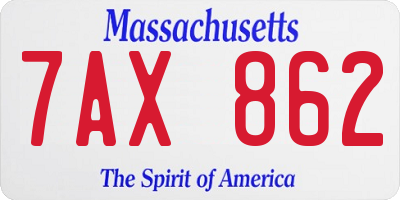MA license plate 7AX862