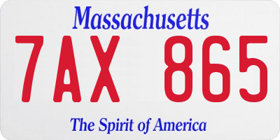 MA license plate 7AX865