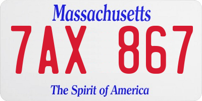 MA license plate 7AX867