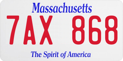 MA license plate 7AX868