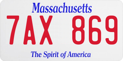 MA license plate 7AX869