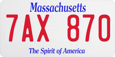 MA license plate 7AX870