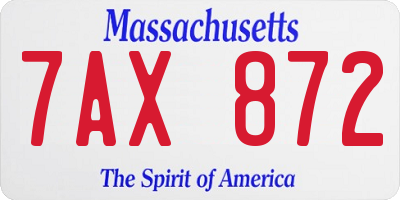 MA license plate 7AX872