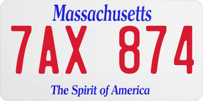 MA license plate 7AX874