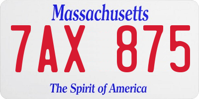 MA license plate 7AX875