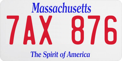 MA license plate 7AX876