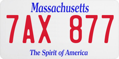 MA license plate 7AX877