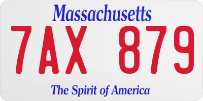 MA license plate 7AX879