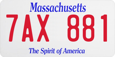 MA license plate 7AX881