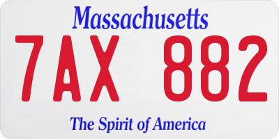 MA license plate 7AX882