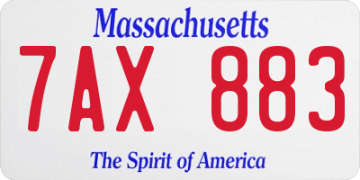 MA license plate 7AX883