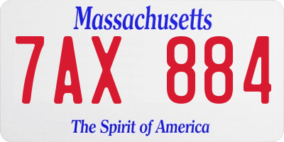 MA license plate 7AX884