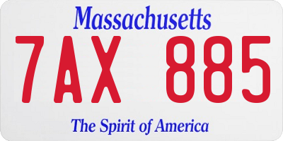 MA license plate 7AX885