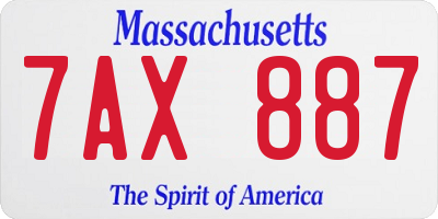 MA license plate 7AX887