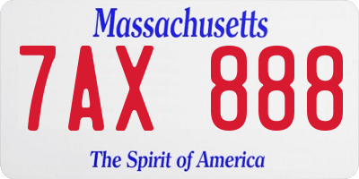 MA license plate 7AX888
