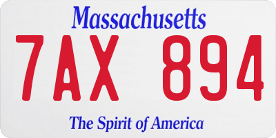 MA license plate 7AX894