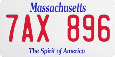 MA license plate 7AX896