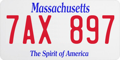MA license plate 7AX897