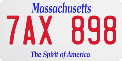 MA license plate 7AX898
