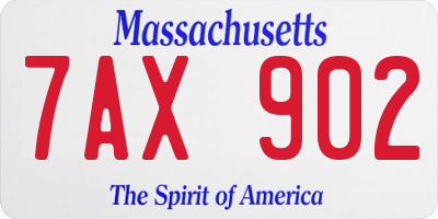 MA license plate 7AX902
