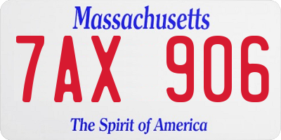 MA license plate 7AX906