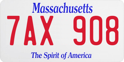 MA license plate 7AX908